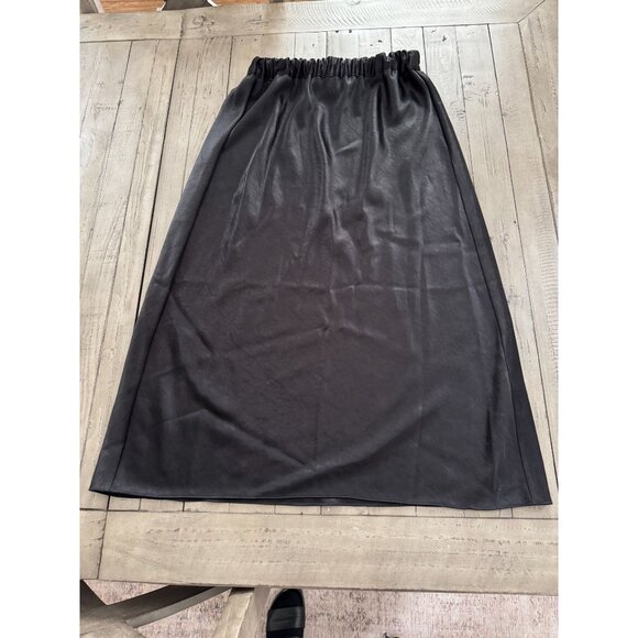 THEORY Easy Pull On Midi Skirt in Double Sateen Black Size Small - Picture 9 of 10
